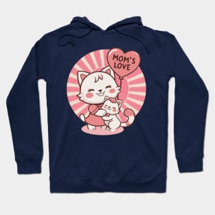 Mom’s Love Cat Mom And Daughter Vintage Sun Pink Cats Lover Hoodie